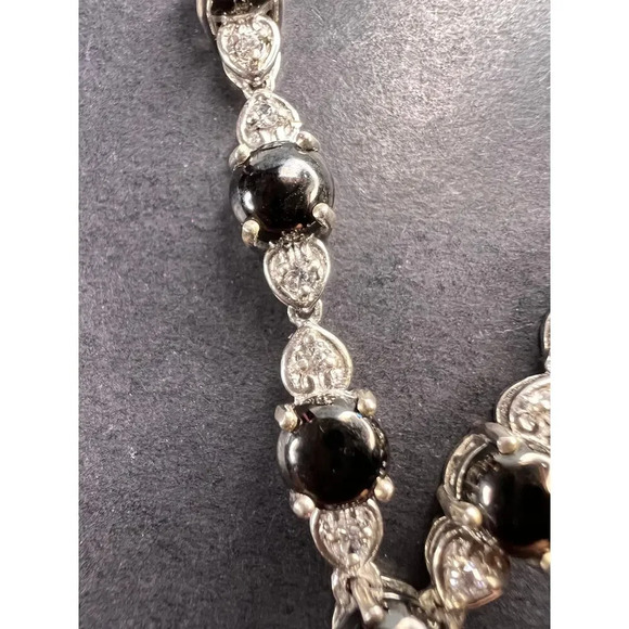 Shungite and white topaz necklace in sterling silver - Picture 4 of 11